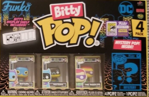 SDCC COMIC CON 2023 DC BATGIRL, BATMAN, THE RIDDLER AND 1 MYSTERY BITTY POP ty Pop LE4000