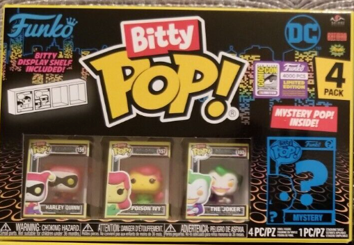 SDCC 2023 FUNKO BITTY POP! DC 4PC BLACK LIGHT LE4000 - HARLEY QUINN POISON JOKER