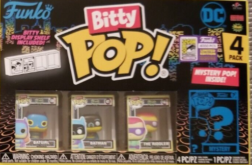 SDCC  COMIC CON 2023 DC BATGIRL, BATMAN, THE RIDDLER AND 1 MYSTERY BITTY POP ty Pop LE4000